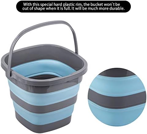 2 Pack Collapsible Plastic Bucket with 2.6 Gallon (10L) Each, Foldable Rectangular Tub for House Cleaning