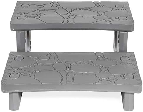 XtremepowerUS Premium Multi Purpose 2-Step Spa Hot Tub RV Campers Deck Steps Deck, Spa, Hot Tub, Bathtub, Swimming Pool Sided Step Non-Slip Steps for Outdoor/Indoor (Gray)