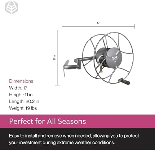 Yard Butler Hose Reel, 180 Degree Swivel, Wall Mount, 100-Foot Hose | Versatile Hose Reel, Great for Garden Hose Storage, Leakproof Design, Powder Coated Steel, Rust-Resistant, Tangle-Free