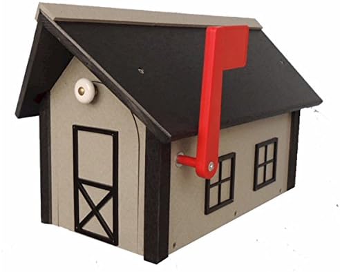 All-Poly Mailbox Light Gray w/Black Trim and Black Roof Amish Made in USA