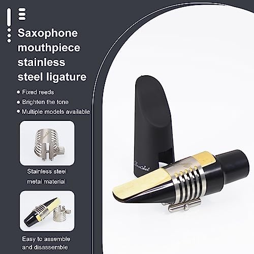 Premium Stainless Steel Ligature for Tenor Saxophone- Tenor Saxophone Ligature with Adjustable Screws - Durable and Secure Ligature Retainer…