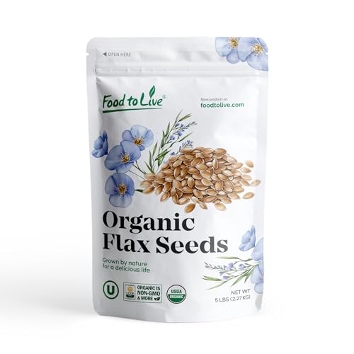 Food to Live Organic Golden Flax Seeds, 4 Pounds – Whole Raw, Non-GMO, Kosher, Vegan, Bulk. Rich in Omega-3 Fatty Acids, Protein, Dietary Fiber. Great for Smoothies, Salads, Granola, & Baked Goods.