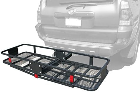 MaxxHaul 70103 500 lb. Capacity Steel Hitch Mount Folding Cargo Carrier Mesh Basket Fits 2 inch Hitch Receiver 60 x 21 x 6.5 in For Car SUV Pickup