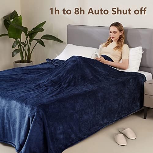 PROALLER Electric Heated Blanket Queen Size with 6 Levels & 8h Auto Off, Ultra Soft Flannel Full Body Heating Blanket, Machine Washable, Warm Gray, 84" x 90"
