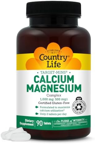 Country Life Target-Mins Calcium Magnesium Complex, 360 Tablets | 2:1 calcium-to-magnesium ratio with 180 convenient daily servings