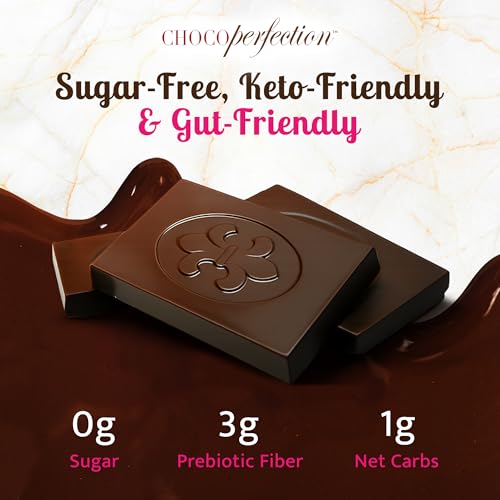 ChocoPerfection Sugar Free Dark Chocolate Bars - Gluten Free - 30 Pack 10G