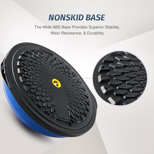 ZELUS 25in. Balance Ball | 660lb Inflatable Half Exercise Ball Wobble Board Balance Trainer w Nonslip Base | Half Yoga Ball Strength Training