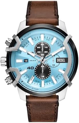 Diesel Men's Griffed Watch, Stainless Steel Chronograph Watch for Men