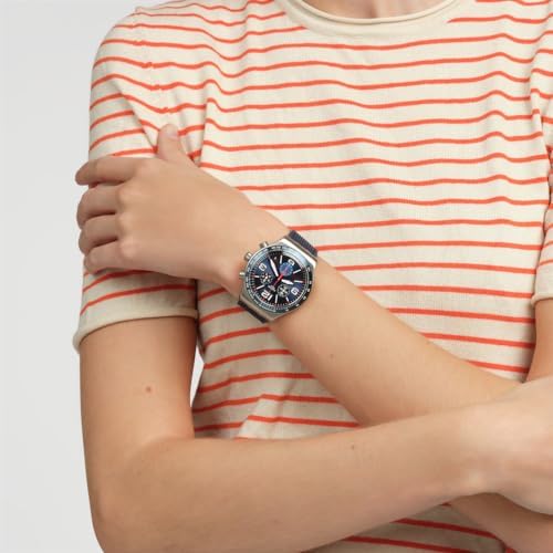 Swatch I New Chrono Unisex Watch Dress Stainless Steel Blue Quartz Waterproof Blue Grid