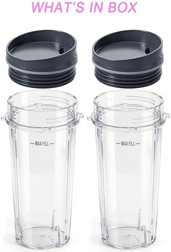 Replacement16oz Blender Cup for Ninja,Single Serve Blender Cup With Lids Set For BL770 BL780 BL660 BL740 BL810 Nutri Ninja Series Blenders (2-pack)