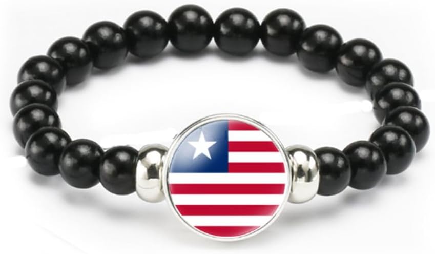 vmcoatdu National Flag Bracelet Elastic Rope Beaded Bracelet Support Your Country Travel Souvenir Gifts for Men Women