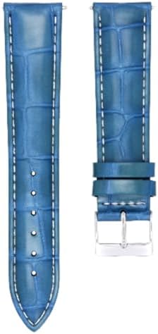 Ewatchparts 20mm Leather Watch Band Strap Compatible With Invicta Diver Russian Light Blue With White Stitching