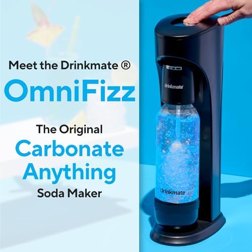 Drinkmate OmniFizz Sparkling Water Maker & Soda Streaming Machine | Carbonates Any Drink | ULTIMATE BUNDLE | Includes Three 60L CO2 Cartridges + Two