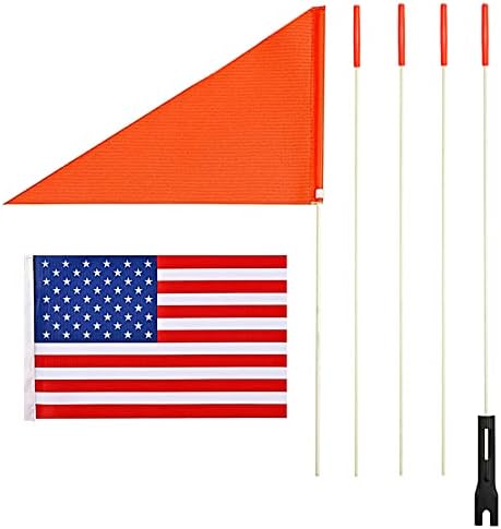 Bike Flags with Pole for Safety American Flag Height Adjustable Flagpole | Orange Bicycle Flag Full Color Tear-Resistant Waterproof, Heavy Duty Fiberglass Pole for Wheelchair and Golf Car