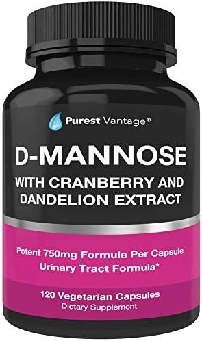 D-Mannose Capsules, 600mg D mannose with Cranberry, 120 Caps | 750mg Formula for Bladder, Urinary Tract and UTI Support, D-Mannose