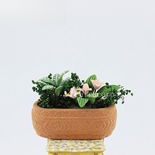 Flower and Green Plants 1/12 Scale Dolls House Miniature Decoration Flower Bed