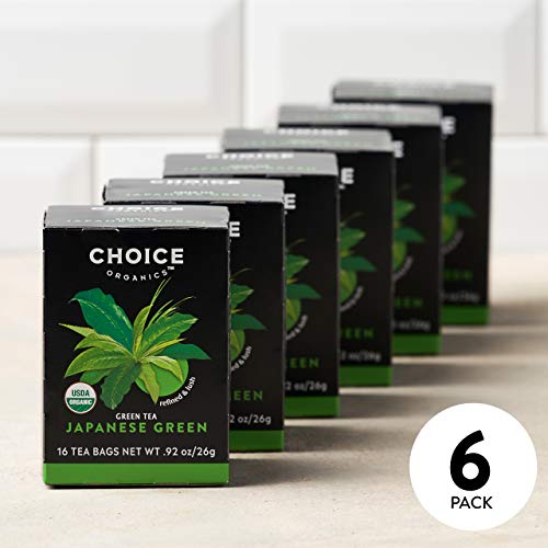 Choice Organics - Organic Japanese Green Tea (6 Pack) - Compostable - Contains Caffeine - 96 Organic Green Tea Bags