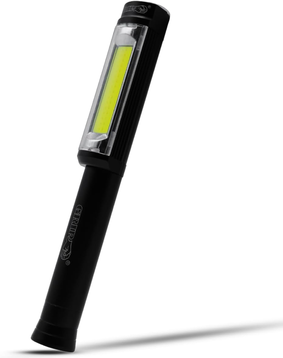 Grip Wide Beam COB Pen Light - 3 Modes: 400 Lumens, 160 Lumens, Blinking Red - Magnetic Bottom - Home, Garage, Workshop