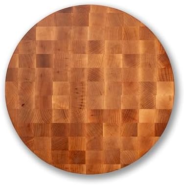 John Boos CCB Series Round Wooden Maple Cutting Board 18”x18” – 3” Thick, 22-lb Non-Reversible Butcher Block with End-Grain – Made in the USA