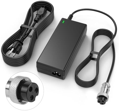 36V 1.8A Female 3-Pin XLR Lead Acid Battery Charger with 3-Prong Inline Power Supply Cord for 36V Boreem Jia, Minimoto, Rad2Go, Electric Scooter, ATV
