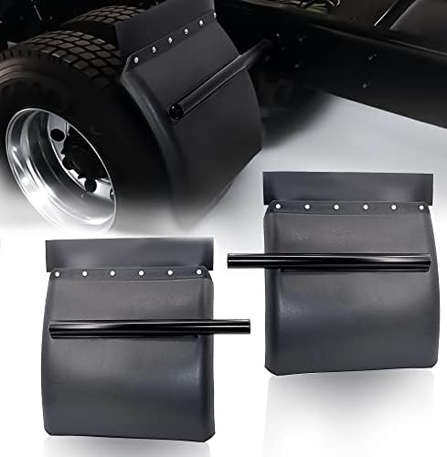 TORQUE Quarter Fenders for Semi Truck, 24" x 24" Black Poly, Tube Bracket and Mounting Hardware Included, Right Left, Quarter Fender Kit Set (TRQF311)