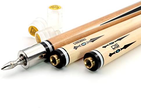 CUESOUL 58" 19oz DS Maple Pool Cue Stick Set with 2 Shaft,13mm Tip with Hard Cue Case 1x1