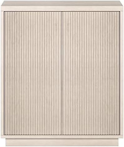 Henn&Hart 28" Fluted Accent Cabinet, Sideboard Buffet, Beech White | Ribbed doors and clean lines create modern charm, with hidden storage
