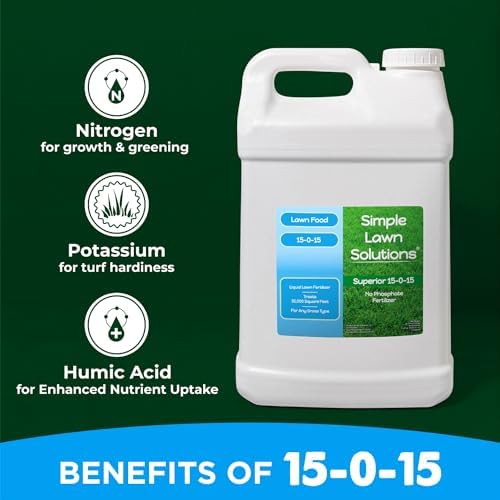 Superior 15-0-15 Liquid Lawn Fertilizer - Lawn Food for Growth & Green - Nitrogen, Potassium, Humic, Fish & Seaweed - Any Grass Type- Simple Lawn Solutions - All Season- Attached Sprayer (32 Ounce)