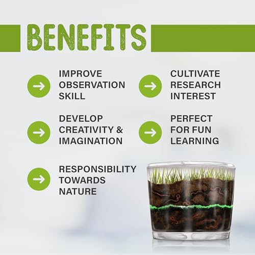 Worm Farm for Kids Kit with 20 Live Composting Worms, All-in-One Bundle | Watch composting in action with this complete kit with live worms included, all-in-one bundled engaging science project
