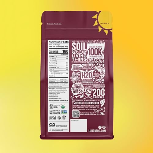 Lundberg Regenerative Organic Certified (Roc) Long Grain White Basmati Rice – Non-Sticky, Fluffy Aromatic Organic Rice Grown in California, 32 Oz