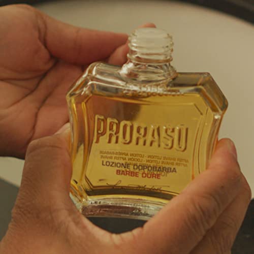 Proraso After Shave Lotion - Sandalwood Oil & Shea Butter - Moisturizing & Nourishing After Shave Splash for Coarse Beards or Hard - Premium Italian