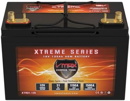 VMAX XTR31-135 Golf Cart and marine 1500MCA AGM Group 31 Deep Cycle Battery 12V 135Ah