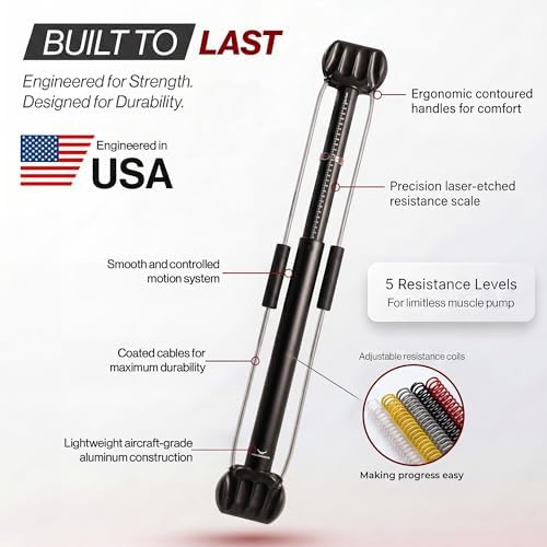 Bullworker Bow Classic 36" Isometric Exercise Equipment, Portable Home Gym Chest Expander, Customized Variable Resistance, Chest and Arm Trainer