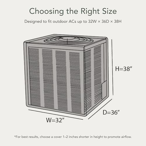 Covermates Classic Heavy-Duty Air Conditioner Cover - Durable All-Weather Protection for Outdoor Central AC Units - Water-Resistant 12-Gauge Vinyl Shell, 26W x 26D x 32H, Green
