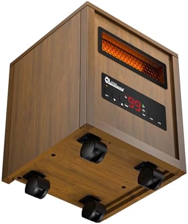 DR. INFRARED HEATER DR-998, 1500W Dual Heating Infrared Space Heater with Humidifier, Oscillation, Remote Control, Thermostat & Safety Protection, Portable with Wheels, Energy Efficient, Cherry