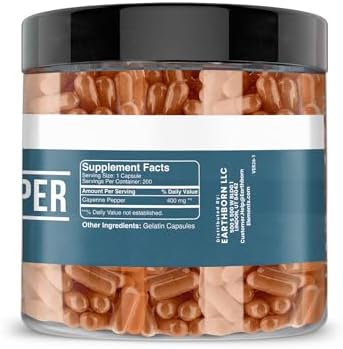 Earthborn Elements Cayenne Pepper 200 Capsules, Pure & Undiluted, No Additives