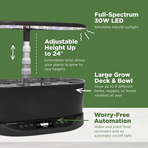 AeroGarden Bounty Basic, Black | Indoor Garden with LED Grow Light