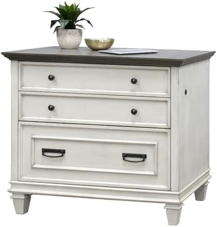 Hartford Wood Lateral File With Locking Legal/Letter File Drawer Black