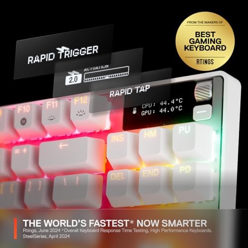 SteelSeries Apex Pro TKL Gen 3 White OmniPoint 3.0 Switches — Adjustable Actuation — Rapid Trigger — Game-Ready Presets — Protection Mode