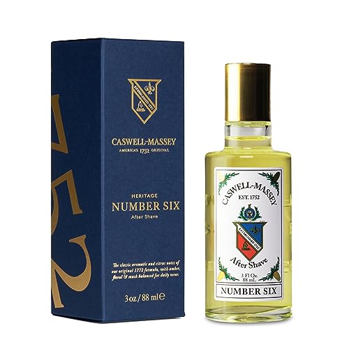 Caswell-Massey Number Six Gold Cap After Shave, Soothing Aftershave with Orange Blossom, Bergamot & Rosemary, 3 Fl Oz