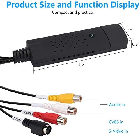 USB Audio Video Converter, VHS to Digital Converter, Video Capture Card Digitize from Analog Video VCR VHS DVD, for Windows 7 8 10