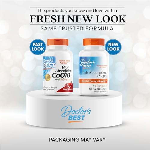 Doctor's Best High Absorption CoQ10 with BioPerine, Gluten Free Naturally Fermented, Heart Health & Energy Production, 100 mg, 60 SoFtgels