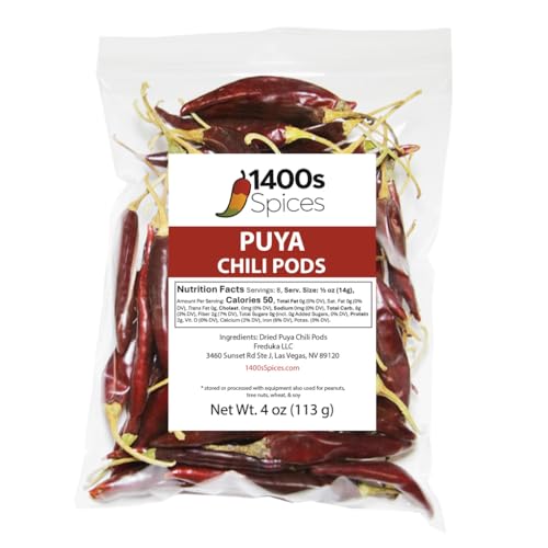 4oz Puya Dried Whole Chile Peppers, Pulla Chile Seco Pods