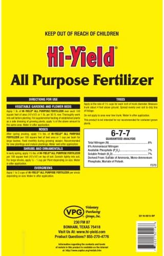 Hi-Yield (32116) All Purpose Fertilizer 6-7-7, 4 lbs | 6-7-7 balanced granular - All-purpose fertilizer for vegetables, flowers