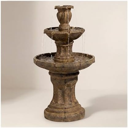 Tuscan Garden 41 1/2" Dark Stone Finish Traditional Tiered Outdoor Fountain | Large Italian Indoor Decor Faux Floor Waterfall Standing Water Feature