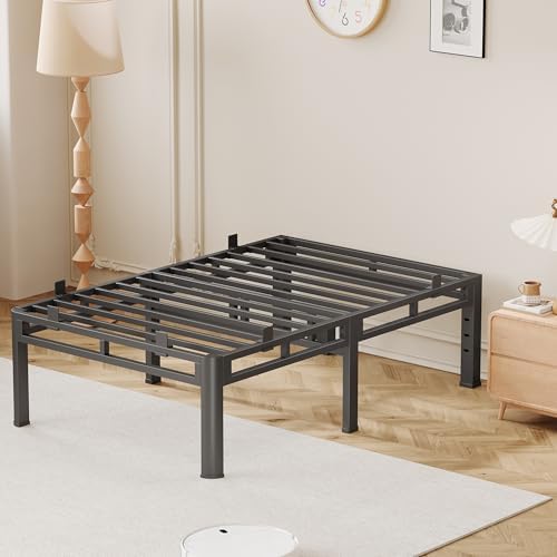 20 Inch Queen Size Bed Frame,Double Layer Heavy Duty Metal Platform Tall | Easy Assembly,Noise Free,2in1 Base,4000lbs Capacity,6 Mattress Stoppers,Round Corner Legs,16"Storage Space,Headboard Holes