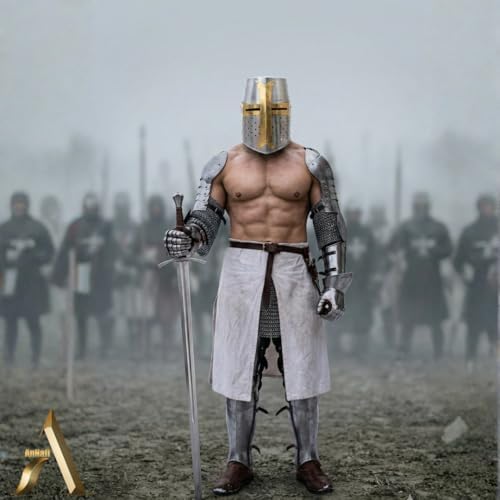 AnNafi® Brass Crusader Helmet | Medieval Metal Knight Helmets | PREMIUM QUALITY with Fitted LEATHER LINER | Dark Crusades Helmet Wearable for Adult
