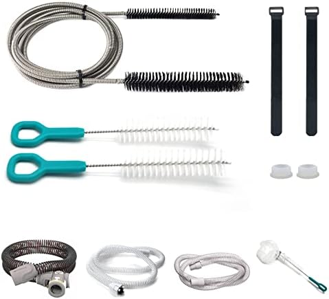 Jakia CPAP Tube Hose Cleaning Brush Kit 7 ft Strong Flexible Spring Body with Double Brush Heads Each 8.7" and 6.7“ Diameters Plus Two 7" Handy