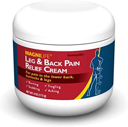 MagniLife Leg & Back Pain Relief Cream (4 oz), Topical Support for Leg Pain & Lower Back Discomfort, Fast Absorbing, No Residue, Mild Scent, Massage-in Formula