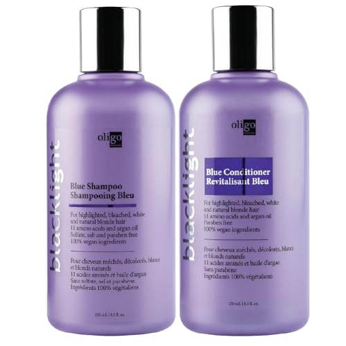 Oligo Professionnel, Blue Shampoo & Conditioner set, for blonde hair, 8.5oz | Blacklight, sulfate-free vegan formula, eliminate brassy tones